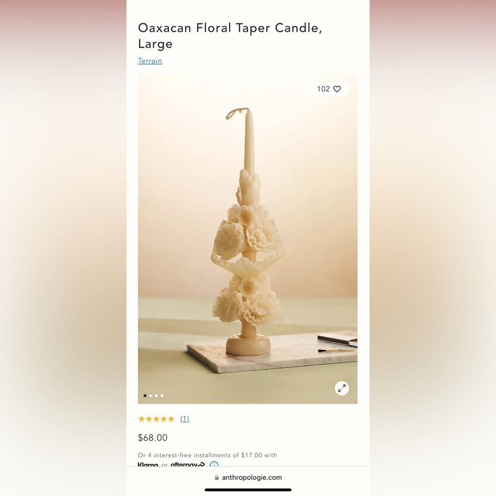 Anthropologie handmade candle